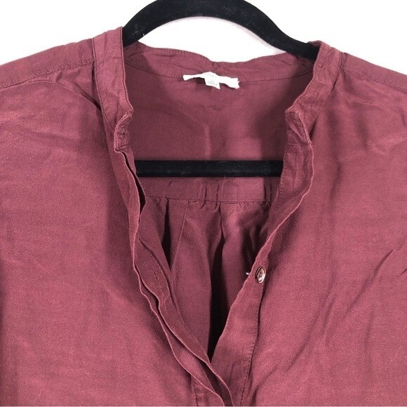 Aritzia Wilfred Maroon Tunic Long Sleeve Top V-Neck Button Shirt Popover XS - Picture 2 of 8